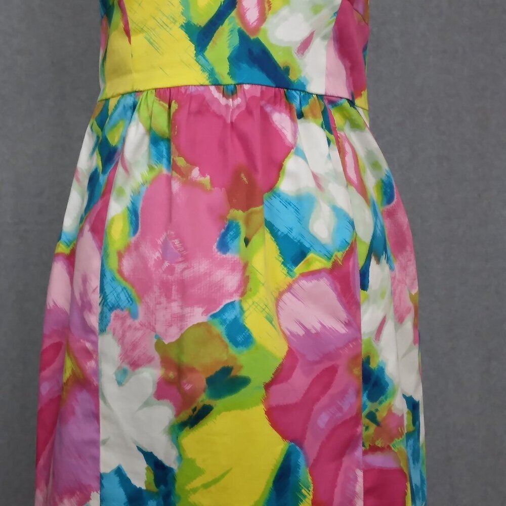 Donna Morgan | Vibrant Watercolor Strapless Dress Stretch Multicolor | Size 12 - Picture 5 of 11